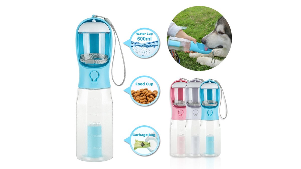 Portable Cat Dog Water Bottle Food Feeder Drinker Poop Dispenser 3 In 1 Leak-proof Multifunctional Dog Water Bottle Pet Products