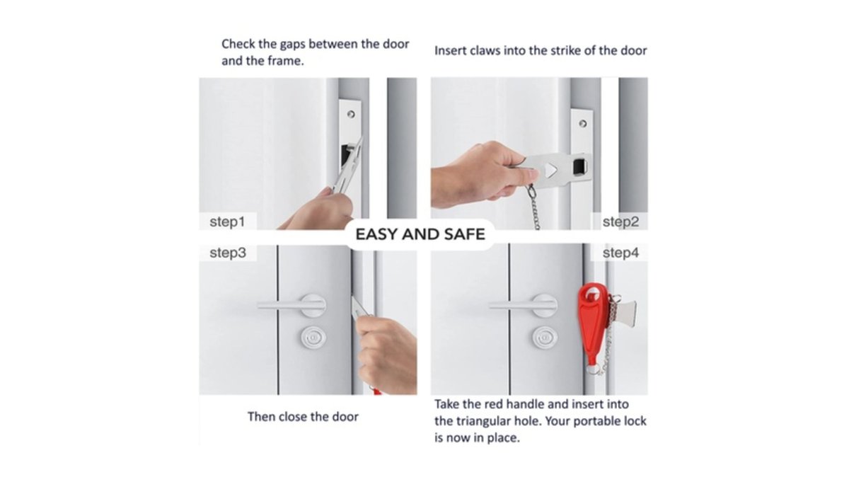 Portable Door Lock Solid Heavy Duty Door Lock for Additional Safety