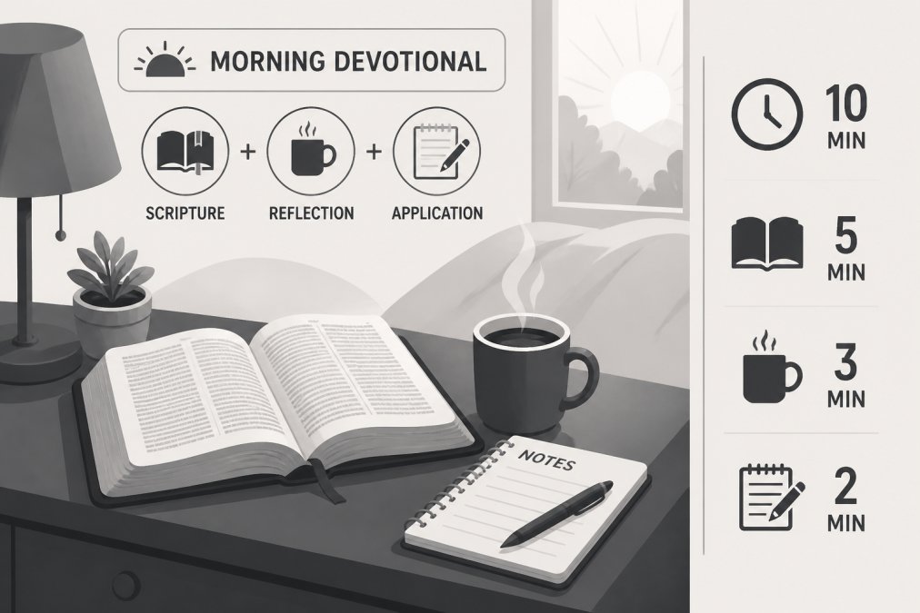 Professional illustration showing practical faith for busy people