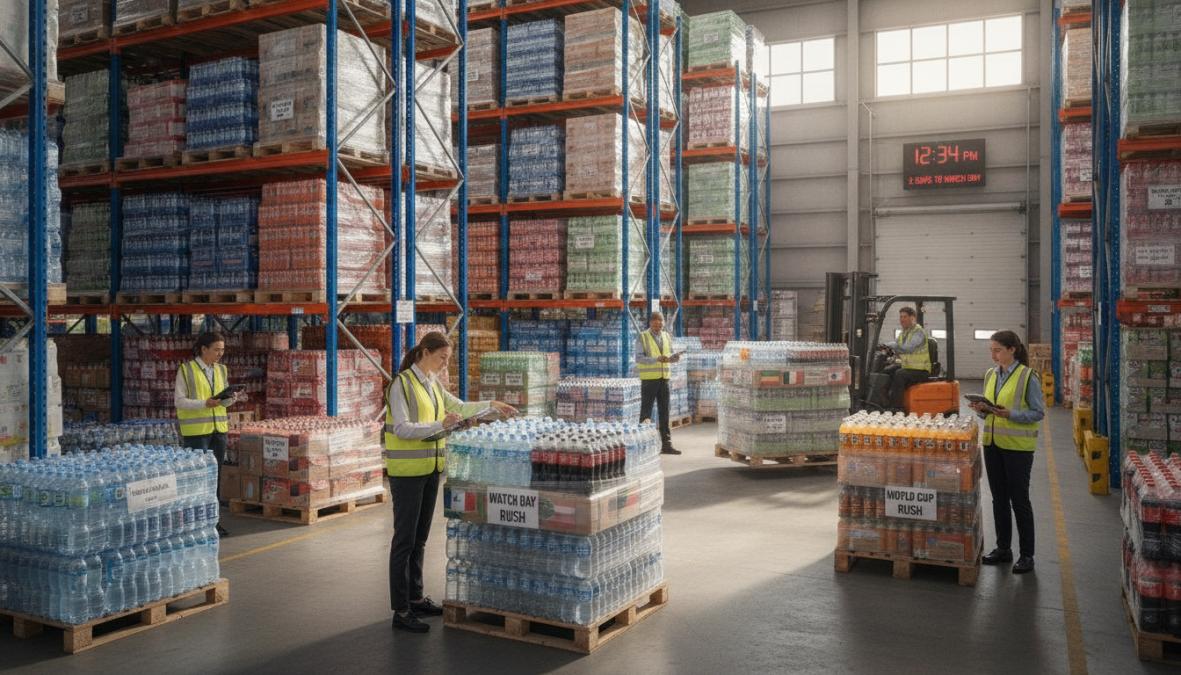 Professional illustration showing Warehouse for How to Prevent Drink Stockouts During the World Cup Rush