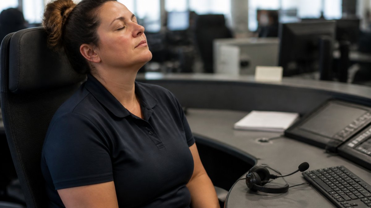 Infographic outlining a shift-by-shift plan for preventing burnout in emergency dispatchers during breaks.