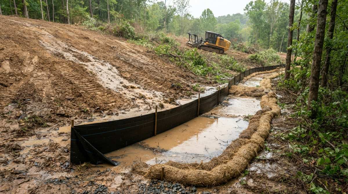 Professional illustration showing Close for preventing soil erosion during land clearing