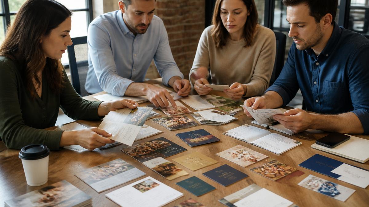 Infographic process flow for building print collateral brand loyalty through direct mail and loyalty cards