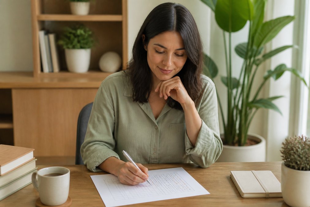 Professional illustration showing Person for habit trackers for overthinkers