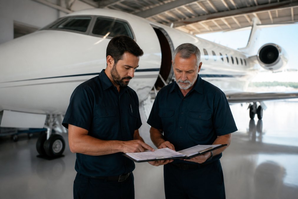Professional illustration showing Aircraft for private jet maintenance miami