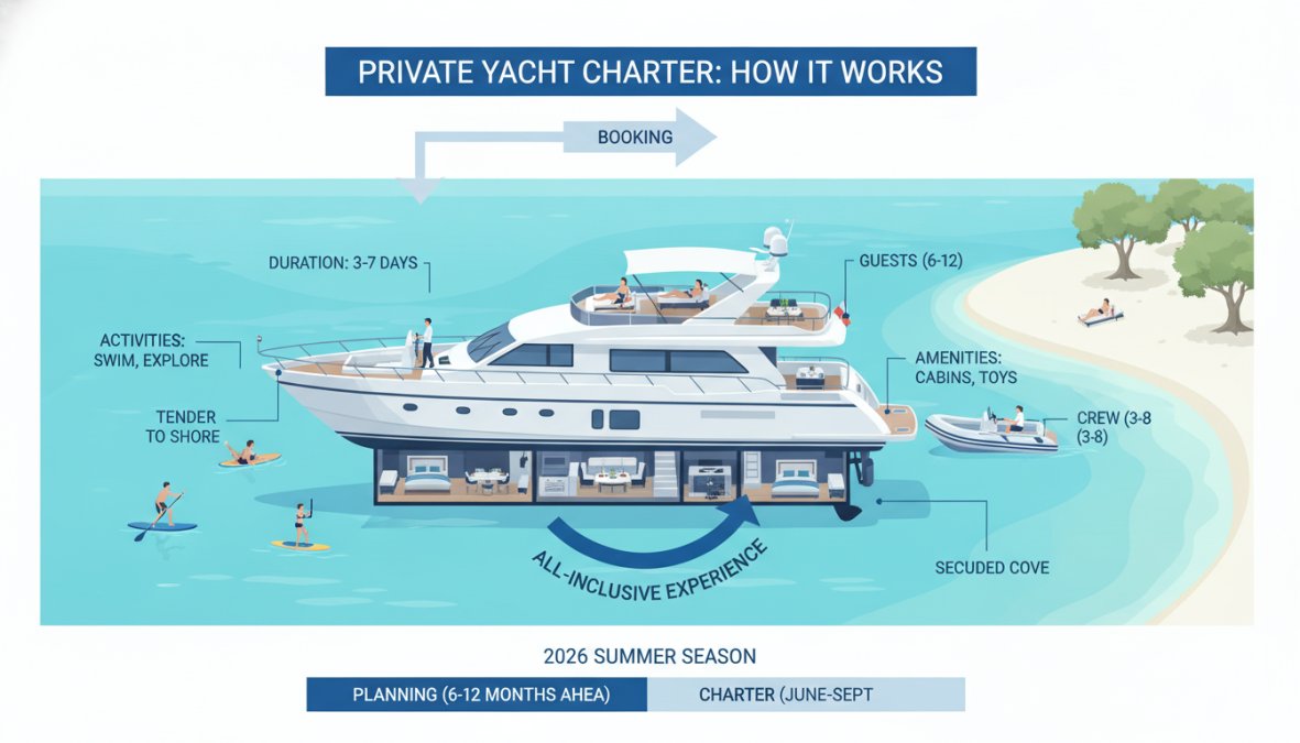 Educational diagram explaining private yacht rental