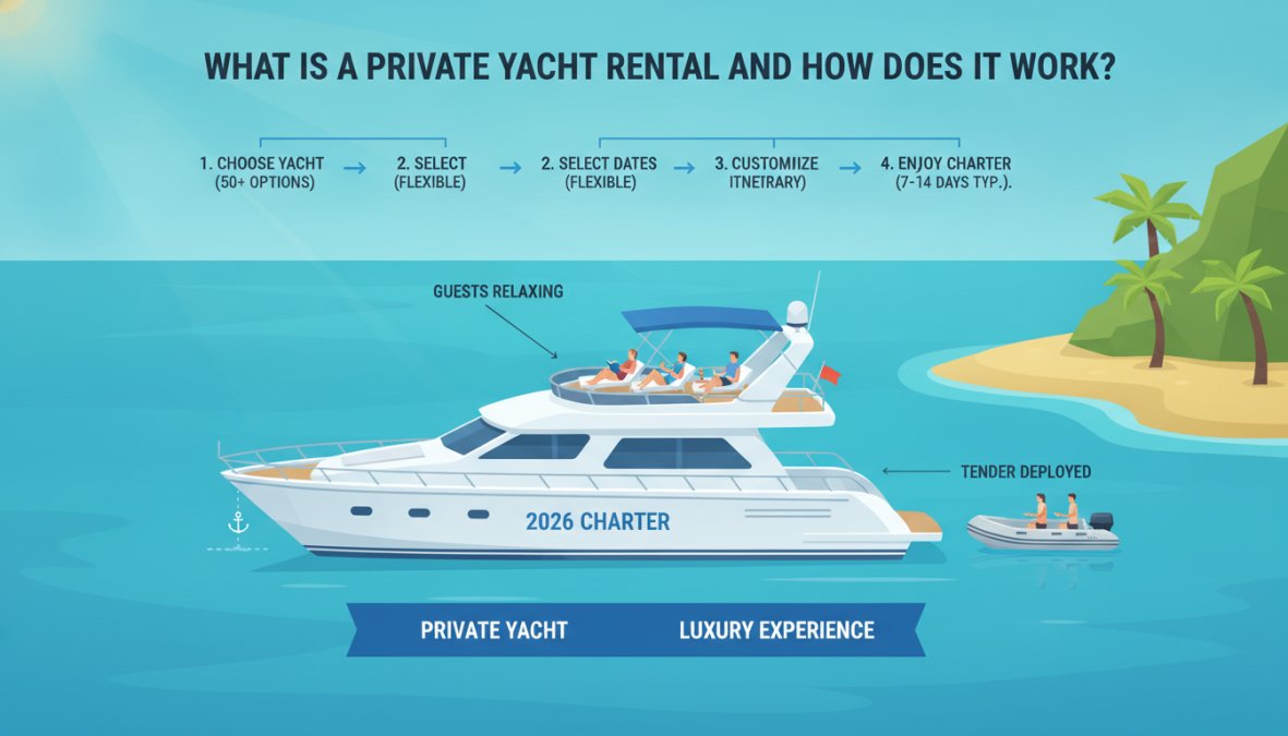 Educational diagram explaining private yacht rental