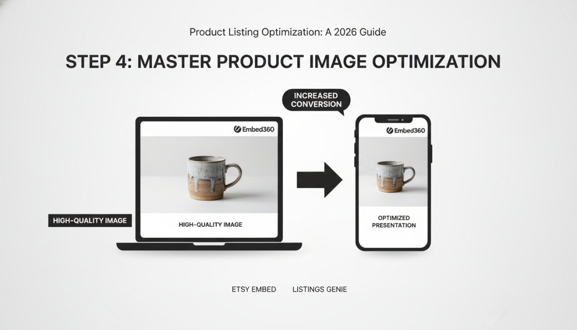 Process diagram showing steps for product listing optimization