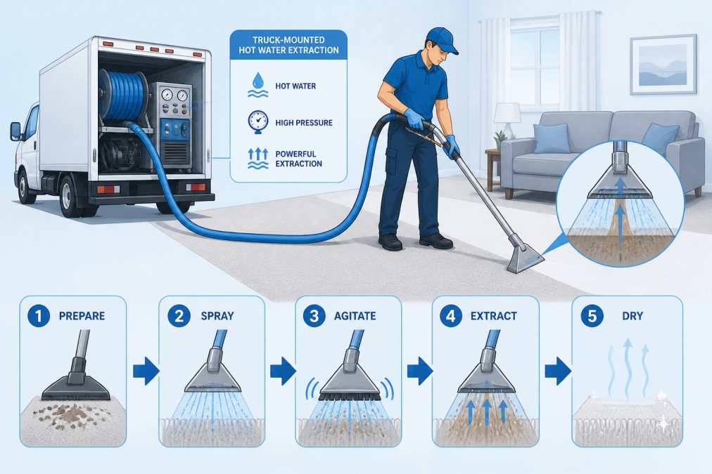 Professional illustration showing professional deep cleaning services