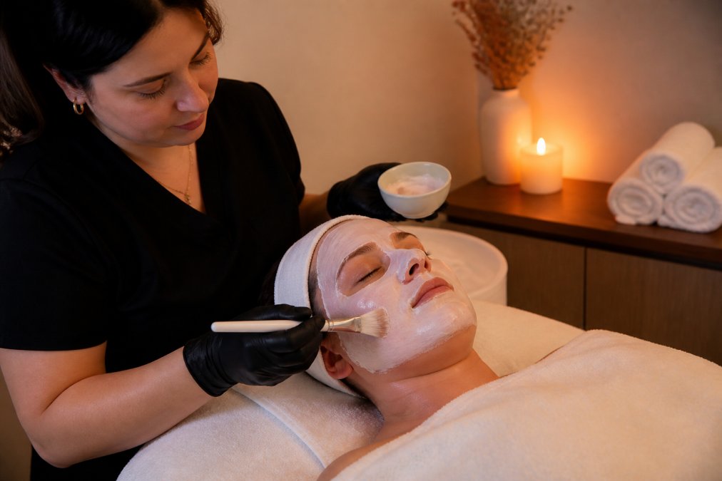 Professional illustration showing Licensed for professional facial treatments for rosacea