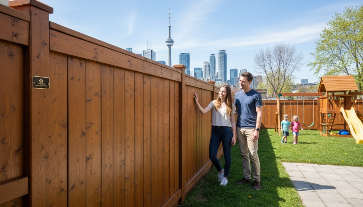 Professional illustration showing Toronto for professional fence staining services toronto