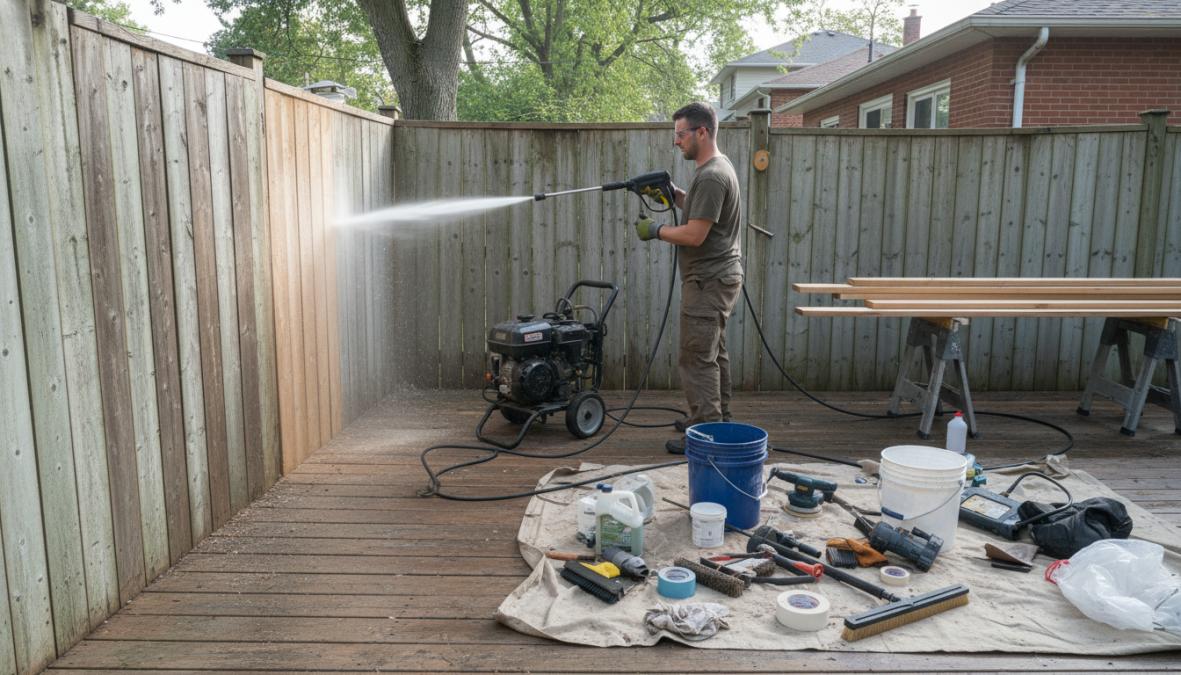 Step-by-step visual guide for Close for professional fence staining services toronto