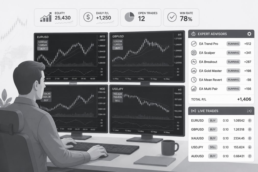 Professional illustration showing mt5 trading tools