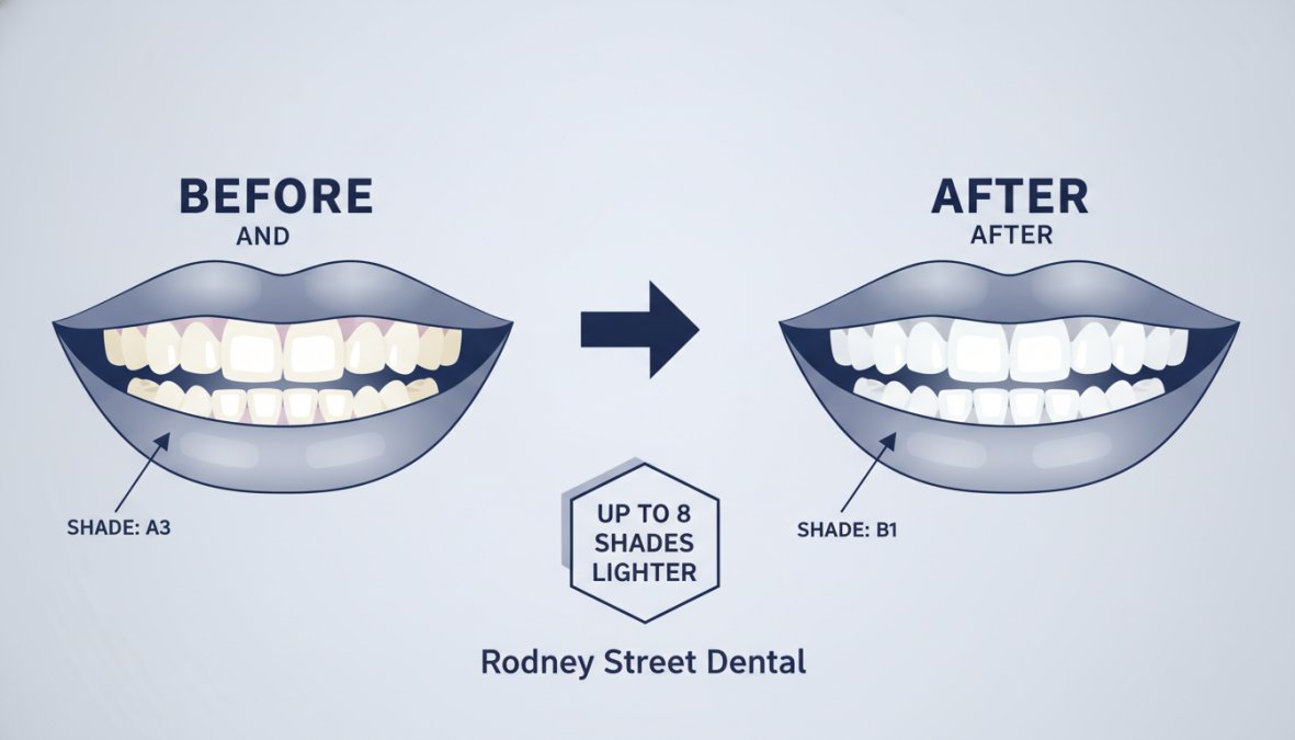 Professional illustration showing professional teeth whitening results