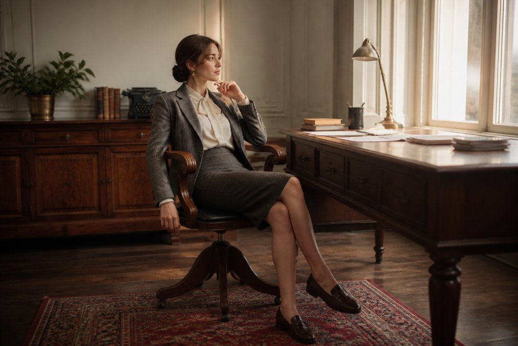 Professional illustration showing Professional for vintage style office outfits