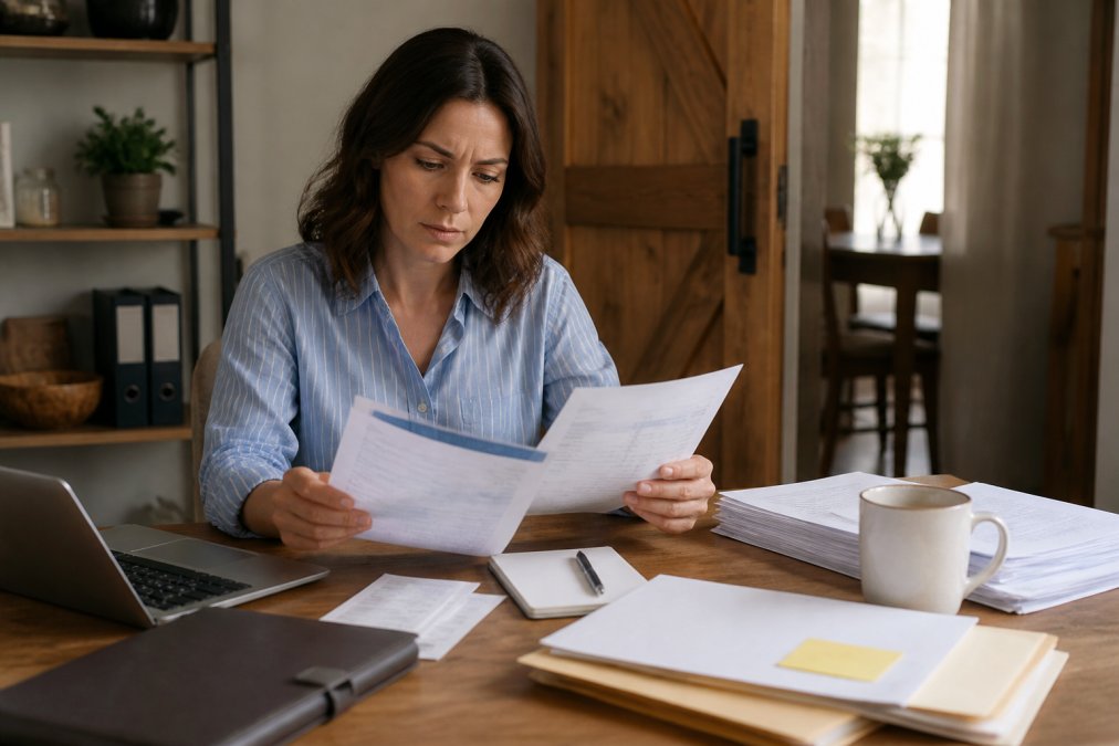 Small business owner reviewing separate bank statements to protect personal assets from business liability