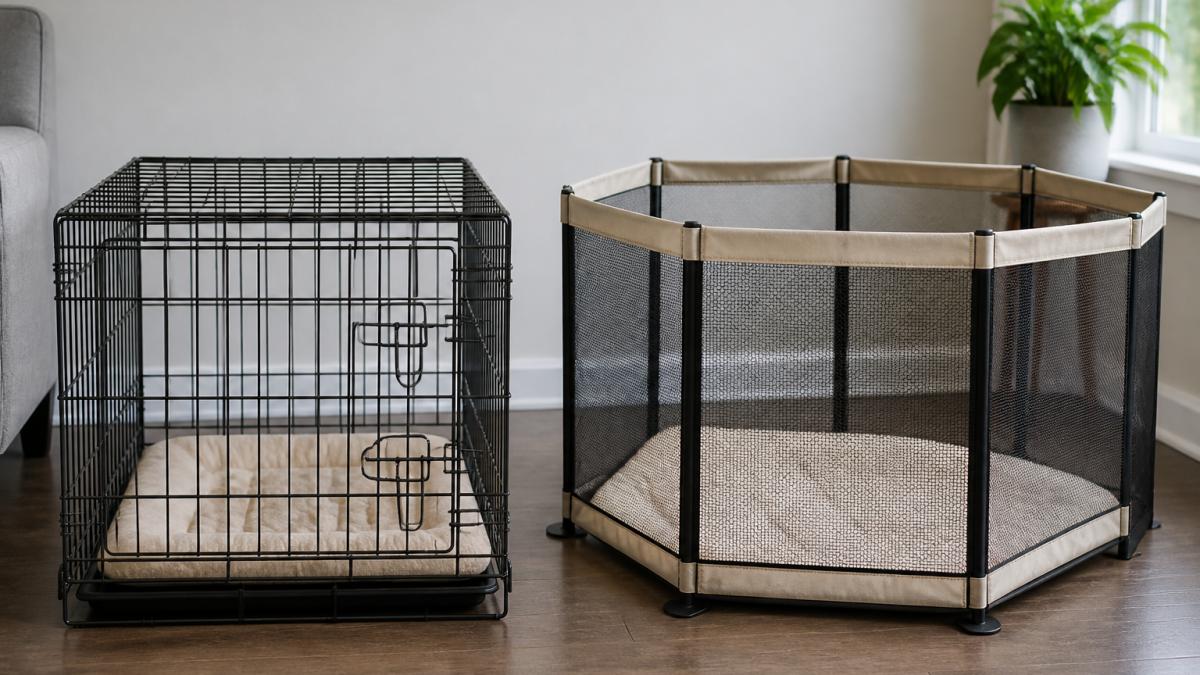 Puppy Crate vs Playpen for Apartment Living