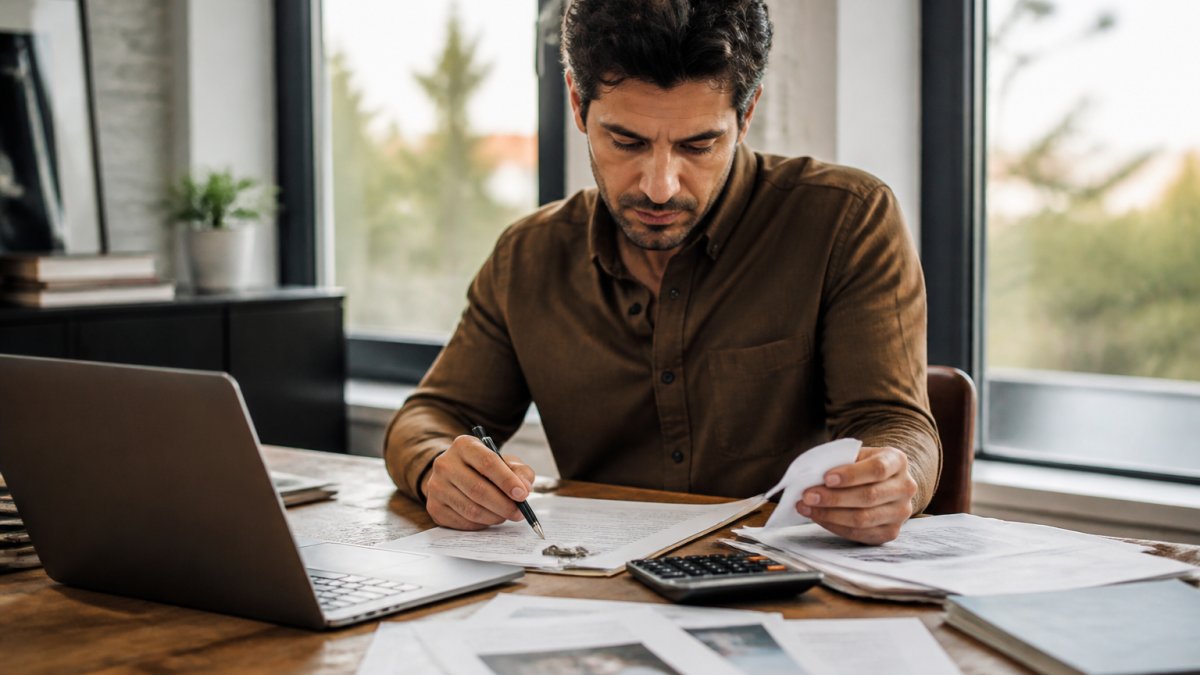 Real estate investor reviewing financial paperwork for commercial bridge loans bad credit applications