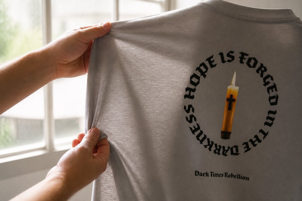 Professional illustration showing Close for quality check for graphic t shirts