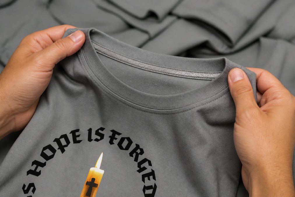 Professional illustration showing Hands for quality check for graphic t shirts