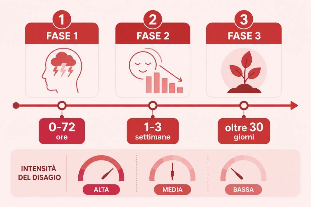 Infografica sulle 3 fasi per disintossicarsi dal cellulare, con durata dei sintomi e consolidamento abitudini.
