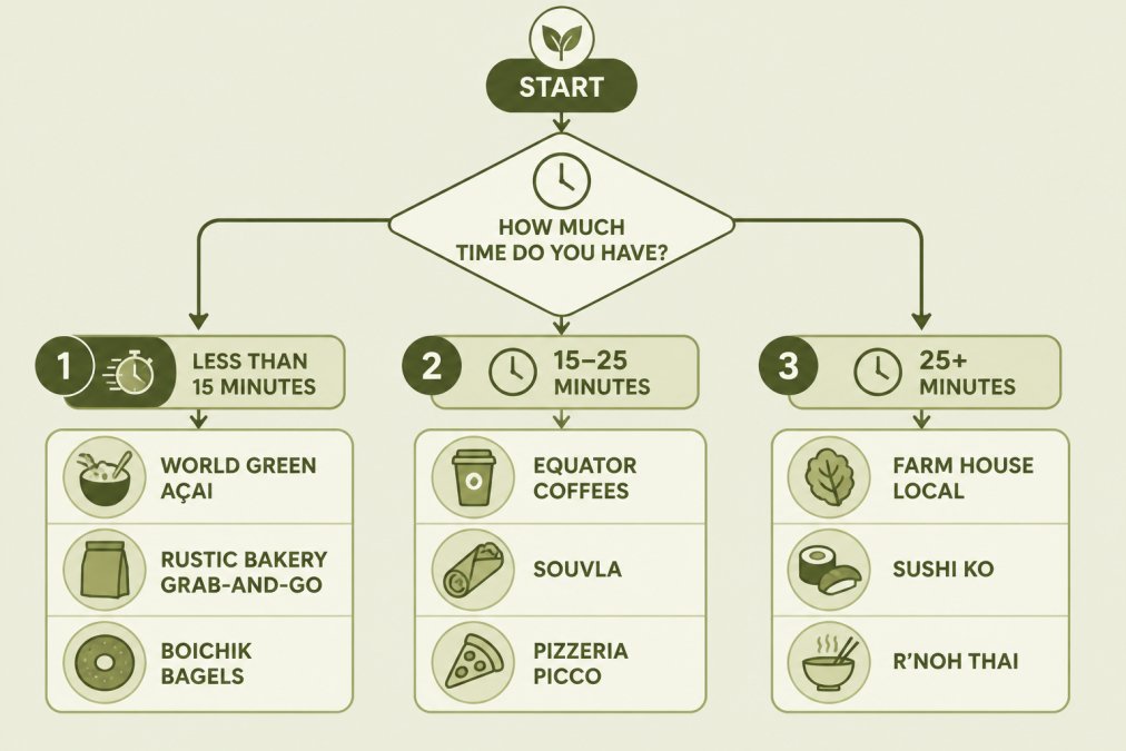 Professional illustration showing quick lunch options