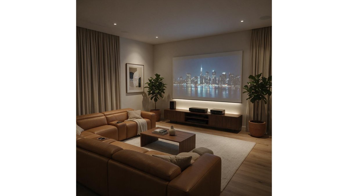 Rally Pro Caramel 6-Piece Power Reclining Sectional with Console and Immersive Sound System