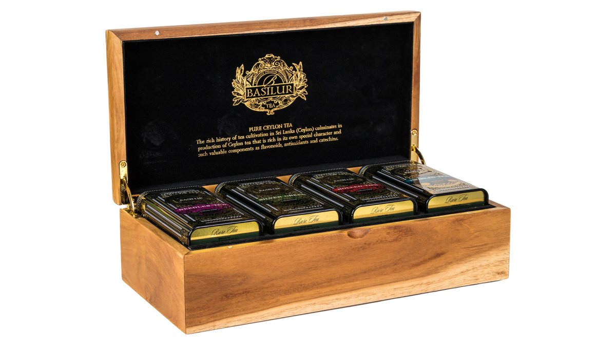 Rare Tea Luxury Wooden Gift Box - 4 Rare Tea Caddies