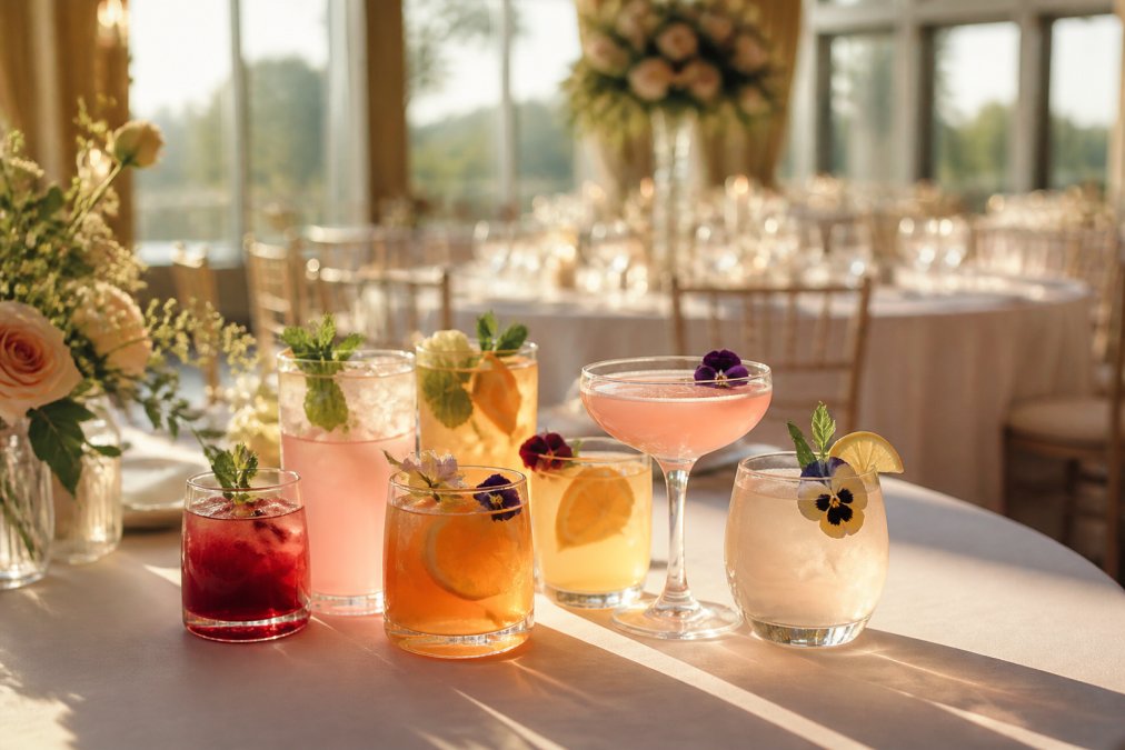 Professional illustration showing ready to drink cocktails for weddings