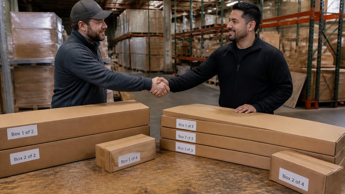 Process diagram of resellers shaking hands to recover value from partial inventory through collaborative matching.
