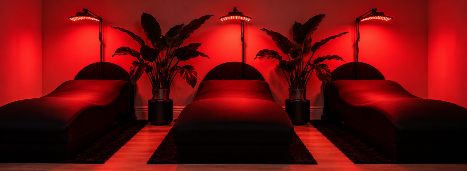 Red Lit Minimalist Relaxation Lounge