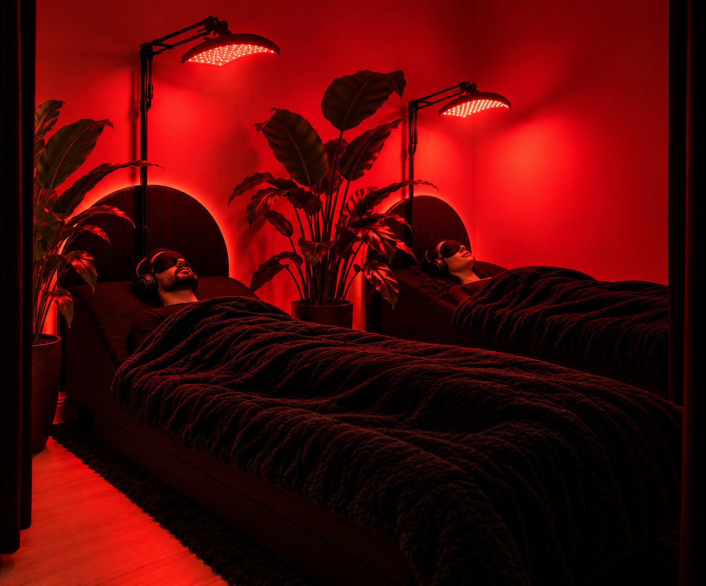 Red Lit Symmetrical Relaxation Spa