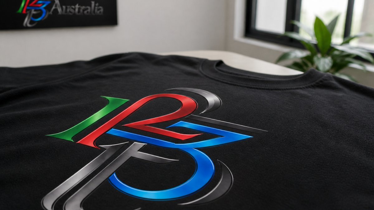 Close-up of vibrant printed t-shirt design showing crisp colour detail and sharp image edges against a neutral background, natural lighting