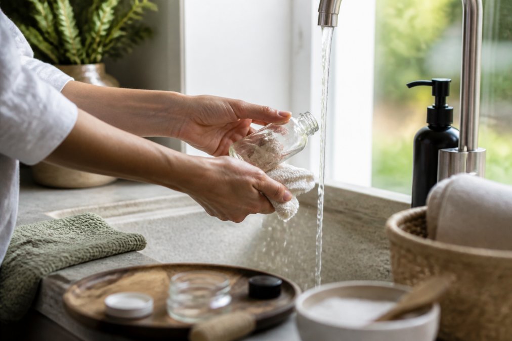 Step-by-step visual guide for Close for refillable skincare sensitive skin