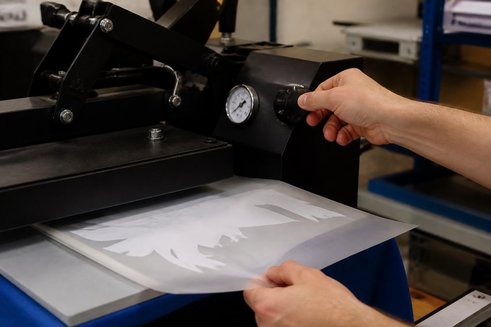 Professional illustration showing Hands for heat press DTF