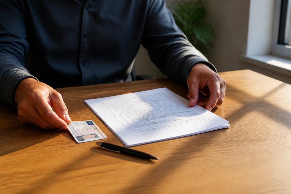 Professional illustration showing person and arranging and government-issued concepts for fingerprinting services