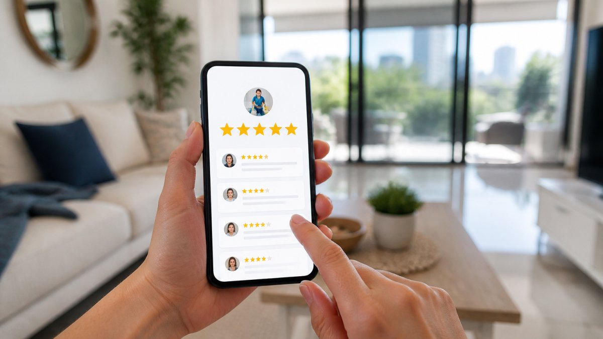 Infographic showing how to evaluate five-star reviews for home cleaners Gold Coast to find the best local service.