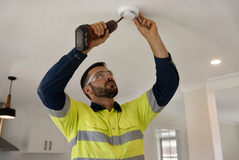 Professional illustration showing Qualified for smoke alarm installation