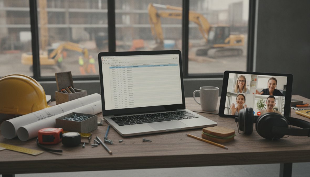 Step-by-step visual guide for construction and business and owner concepts for remote administrative support