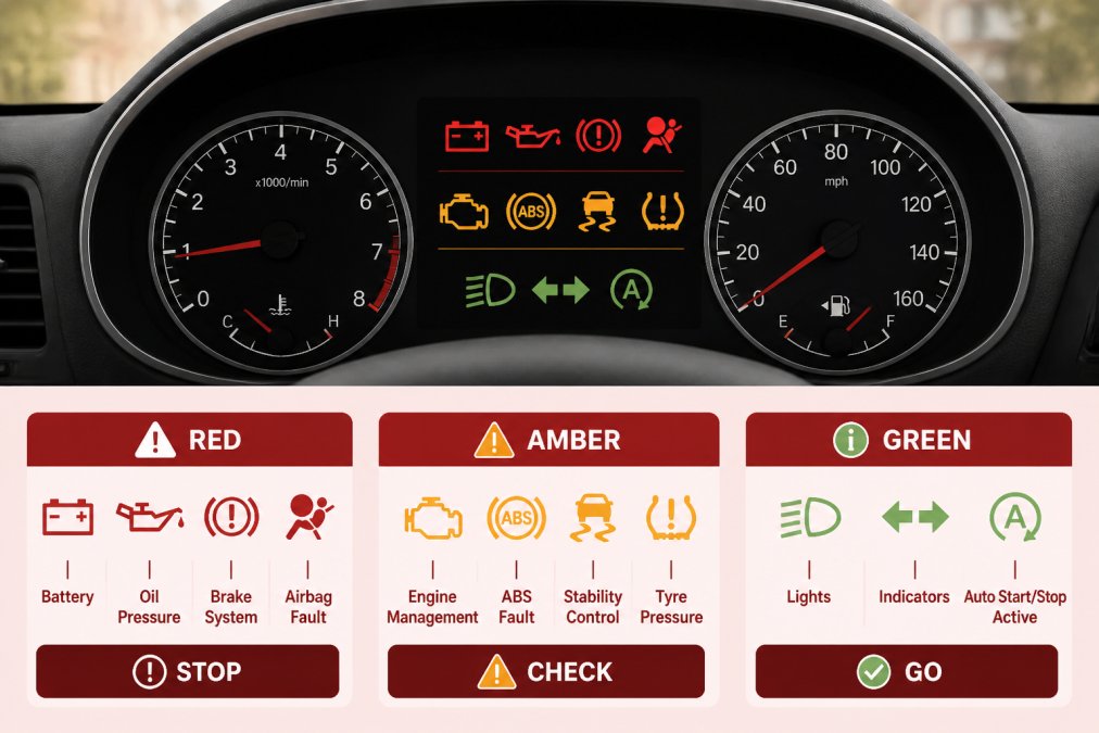 Professional illustration showing reset dashboard warning lights