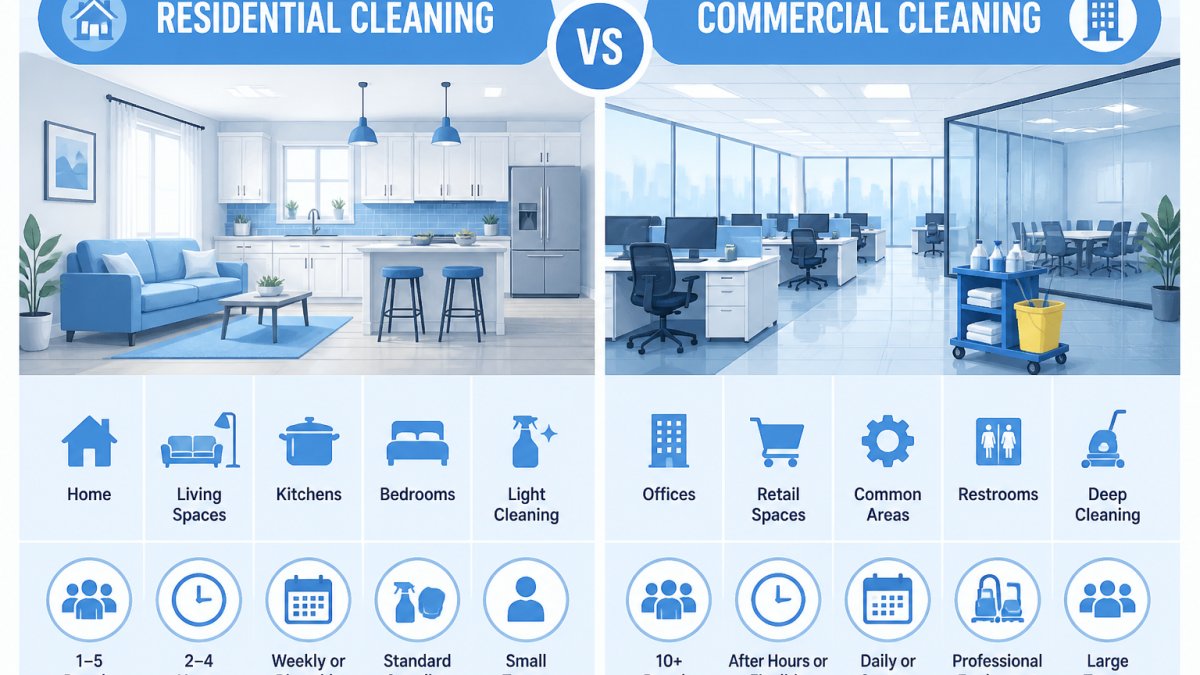 Residential Cleaning vs Commercial Cleaning Services