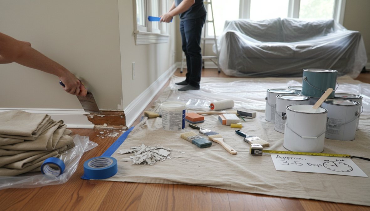 Process diagram showing steps for Close for residential painting services