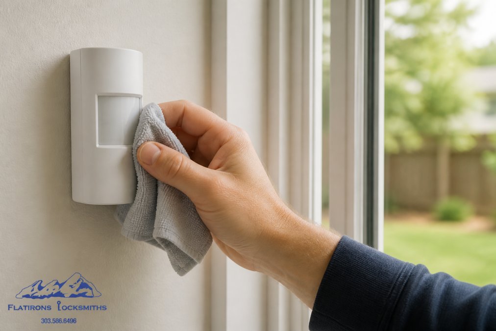 Professional illustration showing Homeowner for security system maintenance