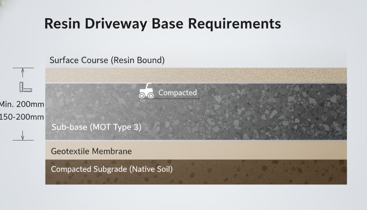 Professional illustration showing resin driveway installation process explained