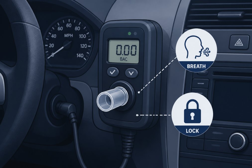 Professional illustration showing restricted license after DUI