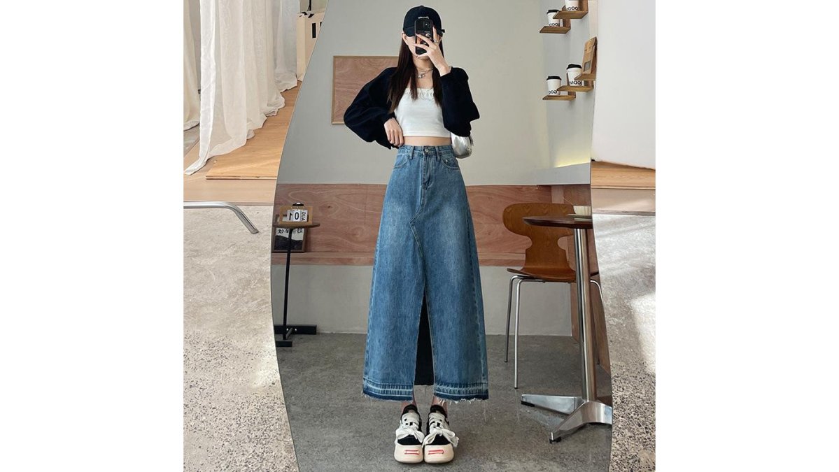 Retro High-Waist Jeansrock