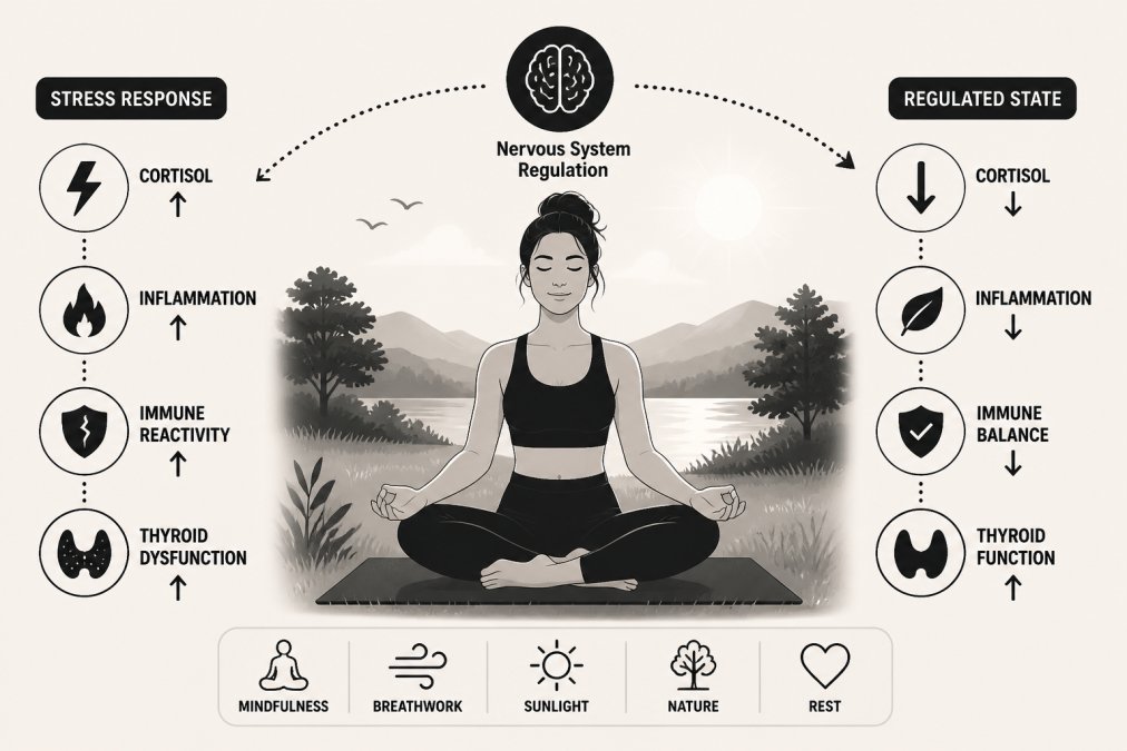Professional illustration showing reverse Hashimoto's symptoms