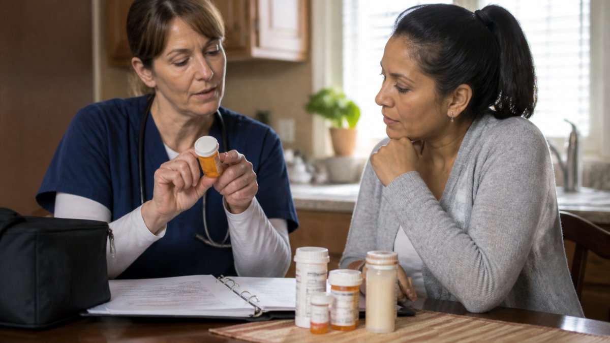 Process flowchart for RN delegation for home health care regarding caregiver medication administration training