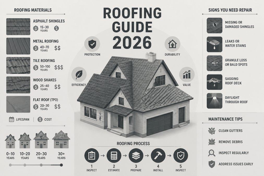 Roofing Guide 2026: Materials, Repair & Replacement