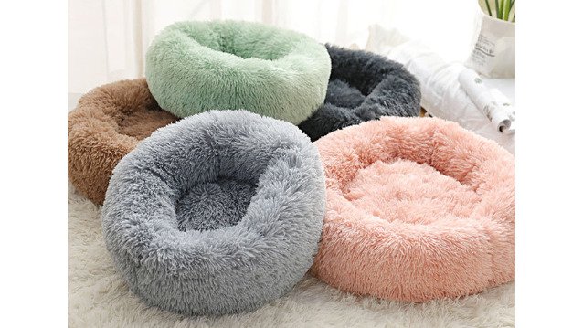 Round Plush Dog Bed for Small Dogs and Puppies